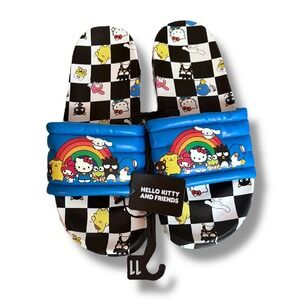 Hello Kitty and Friends Slides Sandals Rainbow Checkered Blue‎ Size 11